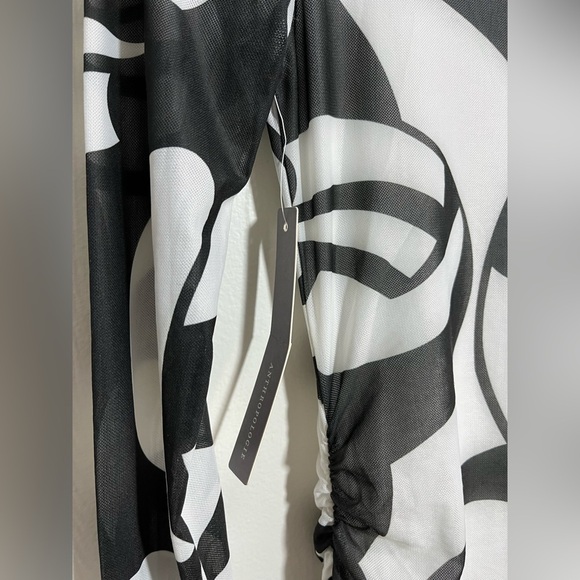 Farm Rio Long-Sleeve Mock-Neck Mesh Slim Midi Dress - Picture 7 of 7